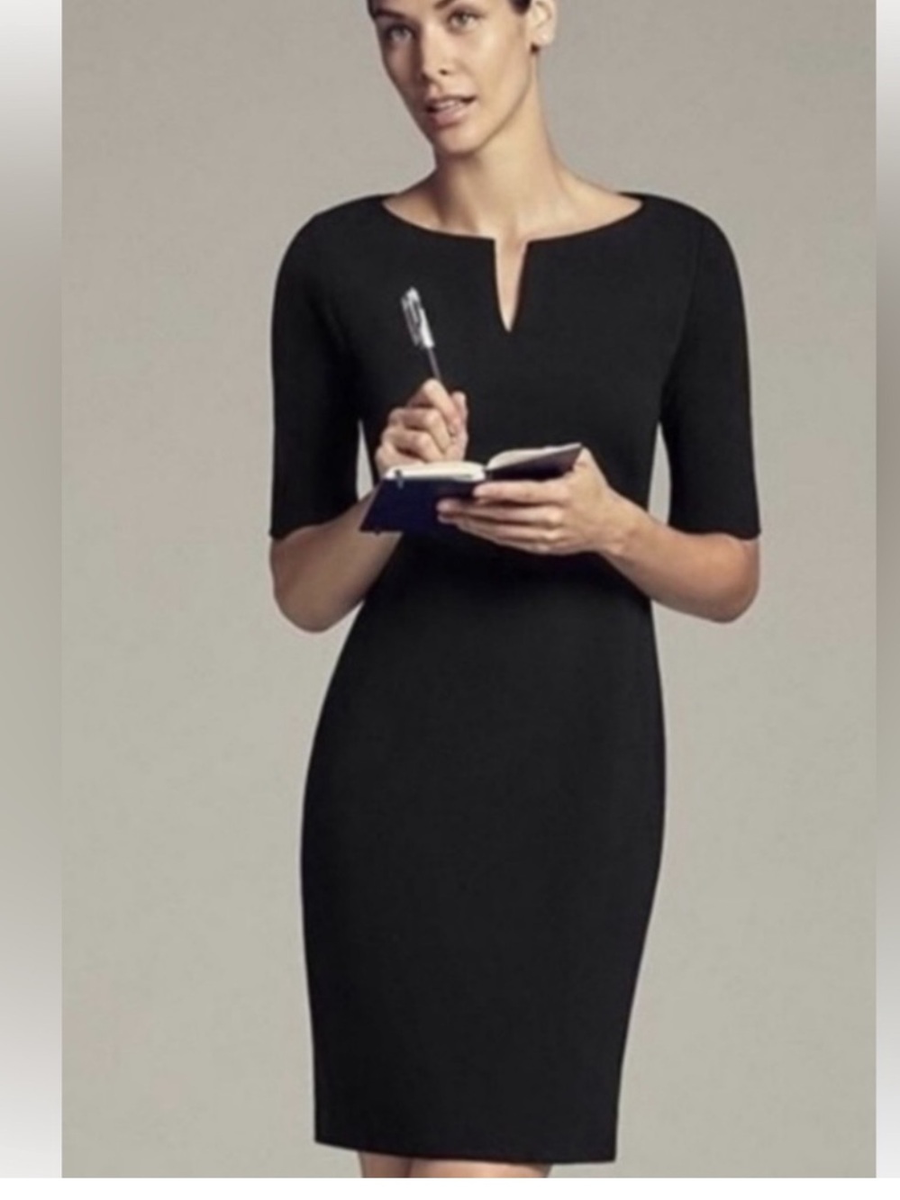 MM Lafleur Navy Blue Mid Length Sleeve Sheath Dress